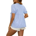 thumbnail image 3 of INSPIRE CHIC Women's Cute Striped Maternity Top 100% Cotton Bow Candy Color Lace-up Babydoll Blouse for Pregnancy M Blue, 3 of 6