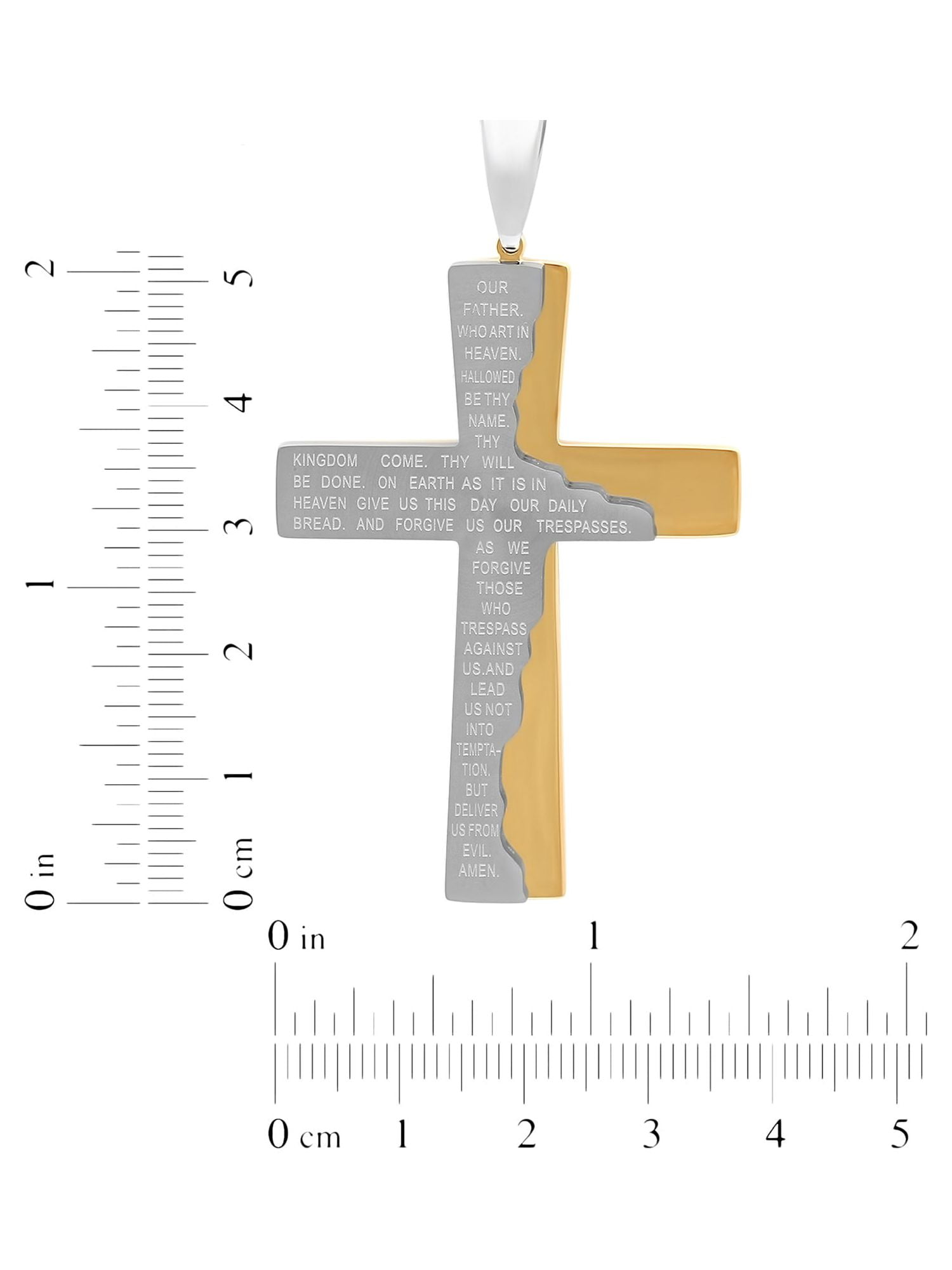 Men's Gold-Tone Stainless Steel The Lord's Prayer Tablet Cross Pendant - Brilliance Fine Jewelry