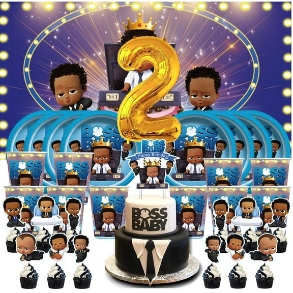 Boss Baby Africa Boy 2nd Birthday Cups Plates Party Supplies Decor Backdrop Fans Decorations Banner