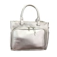 thumbnail image 2 of ZzFab Multi Zippers Fashion Locking Faux Leather Purse Tote Bag Silver, 2 of 3