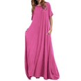 thumbnail image 4 of Solid Round Half Sleeve Maxi Dress, 4 of 5