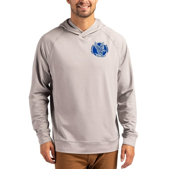 Men's Cutter & Buck Heather Gray Air Force Falcons Vault Logo Adapt Knit Raglan Pullover Hoodie