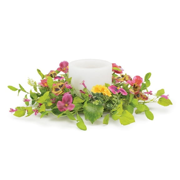 Melrose International LLC Pansy Candle Ring 20"D Polyester  (Fits a 6" Candle)