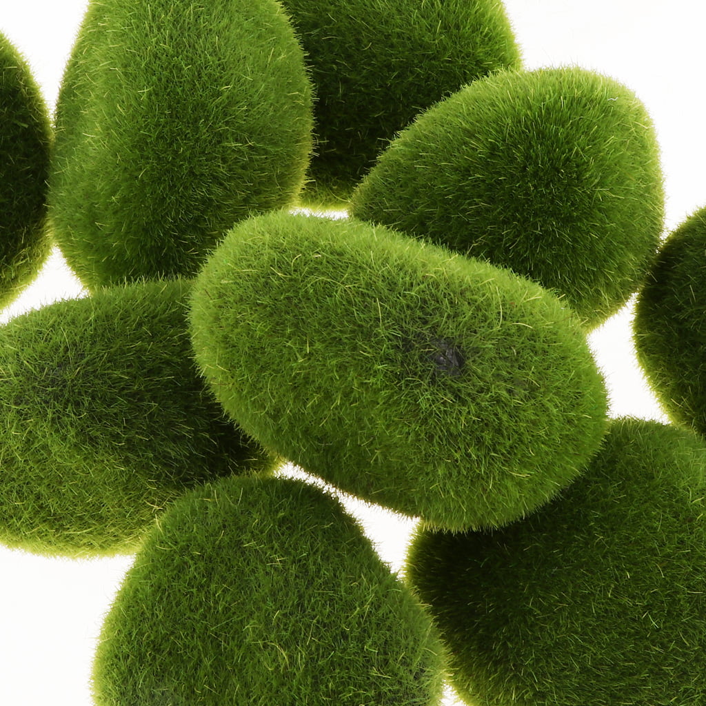 10x Artificial Decorative Moss Stones Fake Bryophytes Grass Plant Green Moss 