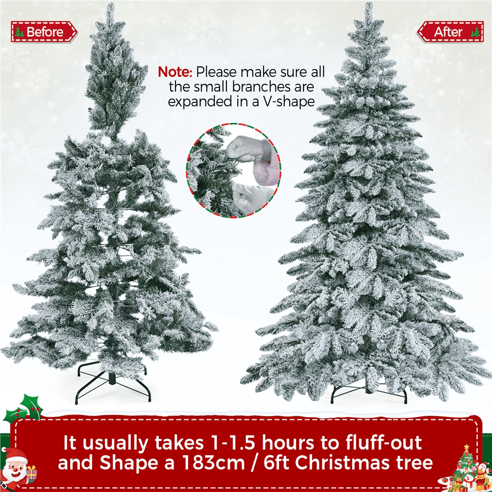 Alden Design 6Ft Pre-Lit Artificial Christmas Tree with 400 Warm LED Lights, Green