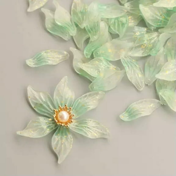 U8MO 10pcs 14x30mm Flower Petal Shape Crystal Lampwork Glass Loose Pendants Beads lot-13#