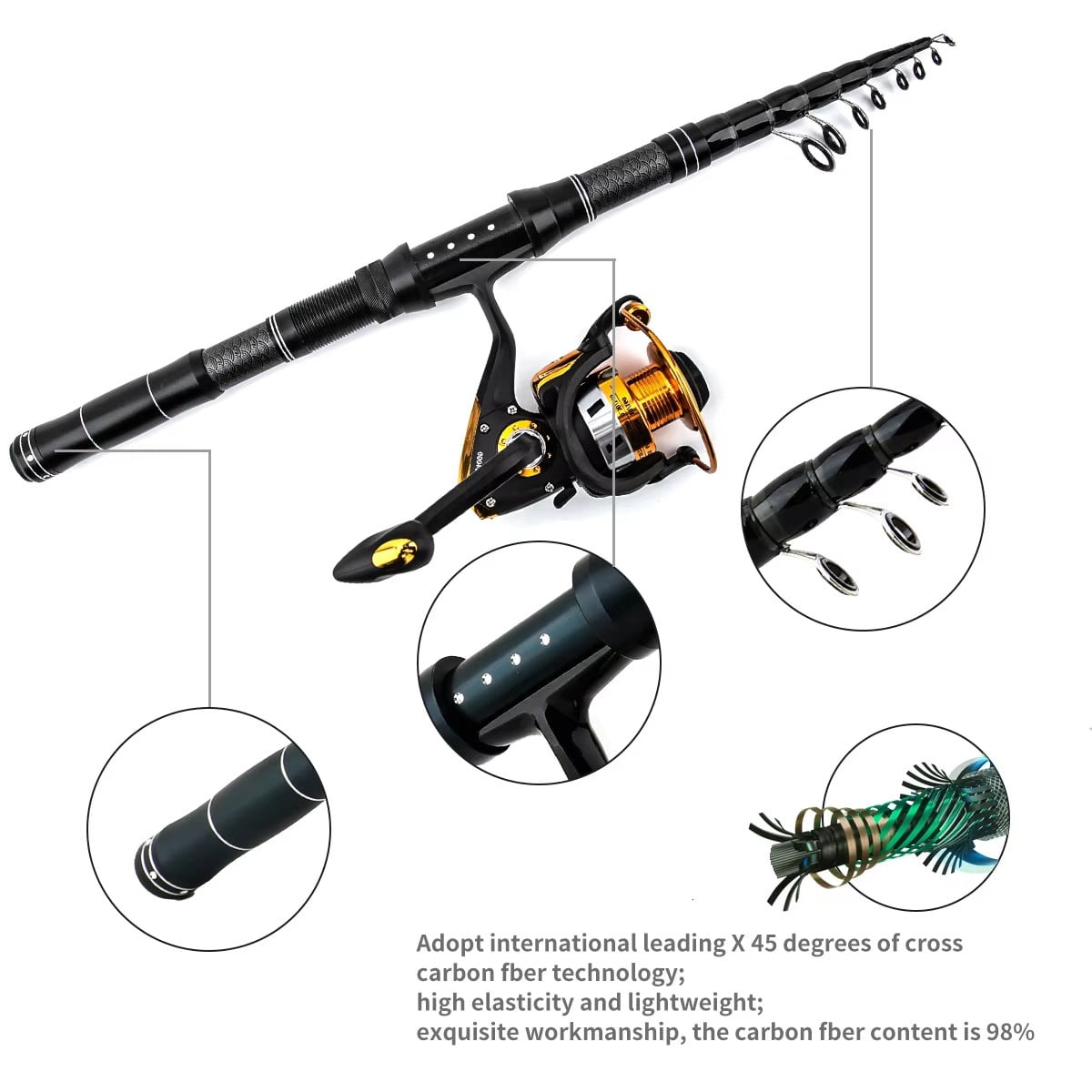 Carbon set Luya straight handle spinning wheel Luya light sea dual-purpose long-throw rod fishing throwing rod fishing gear