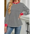 thumbnail image 6 of Womens Tunic Tops Long Sleeve Striped Shirts Crewneck Tops Black & Red XXL, 6 of 8
