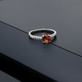 thumbnail image 4 of Gem Stone King 0.62 Ct Round Red Garnet E-F Lab Grown Diamond 10K White Gold Ring (Size 5), 4 of 5