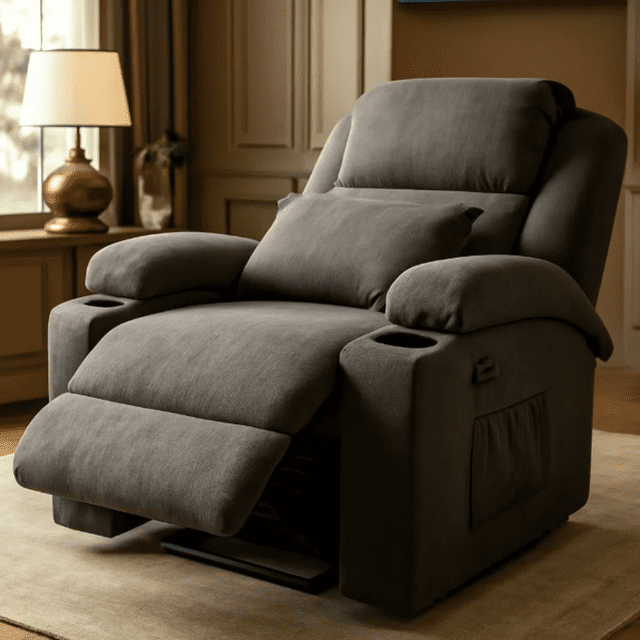 Sillón Reclinable con calentador y masajeador color Gris