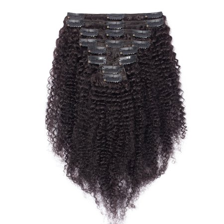 S Noilite 8pcs Kinkys Curly Human Hair Clip In Hair Extensions For