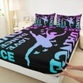 thumbnail image 3 of Manfei Ballet Girl Queen Sheet Sets,Ballerina Dancer Flat Sheet,Purple Cyan Black Queen Fitted Sheet For Kids,Breathable Home Decor,4 Pieces, 3 of 7