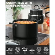 Cook N Home Professional Pots and Pans Kitchen Cookware Set - Includes Saucepans with Lid, Stockpot with Lid, Frying Pans, Heavy Nonstick, 8-Piece, Black