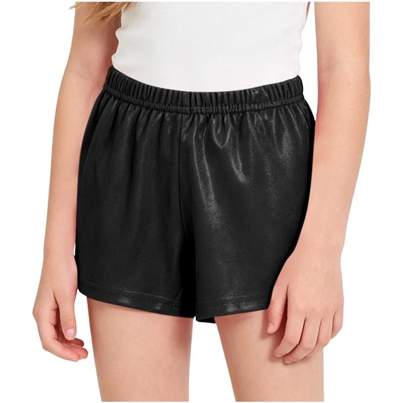 Girl’s Metallic Athletic Shorts Summer Sparkly Shiny Elastic Waist Shorts Fashion Loose Going out Bottoms for Kids 2-11 Years
