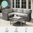 thumbnail image 5 of Martha Stewart Indoor-Outdoor Modular Patio 4-Seat Sectional Sofa in Gray Rattan Wicker with Gray All-Weather Cushions, 5 of 11