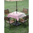 thumbnail image 4 of Outdoor Tablecloths with Umbrella Hole & Zipper, Pink 60x60 Inch Square Tablecloths, Polka Dots Watercolor Abstract Art Waterproof Table Cloth, Patio/Pool/Picnic Table Covers, 4 of 8