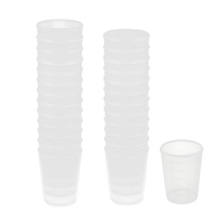 - Unique Bargains 26pcs 50mL Clear White Plastic Graduated Liquid Measuring Cup Beaker for Kitchen