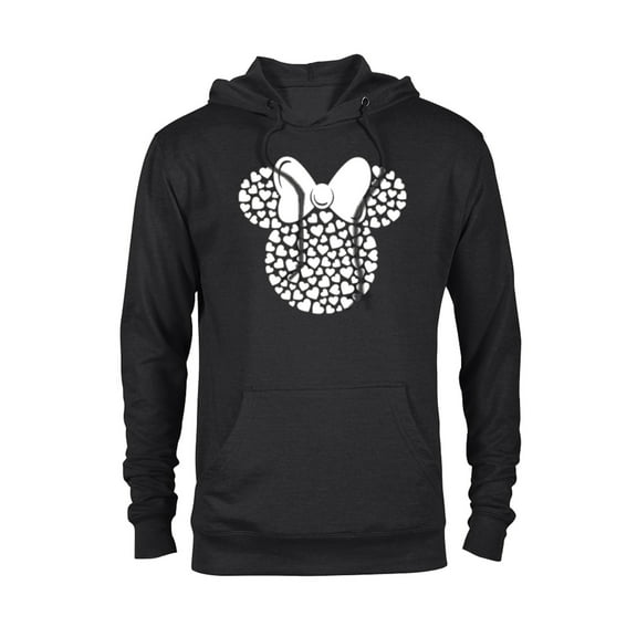 Disney Minnie Mouse Icon Filled with White Hearts - Pullover Hoodie for Adults - Customized-Black