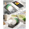 thumbnail image 4 of Kitsure Expandable Dish Drying Rack with Drying Tray, Over Sink Dish Rack for Kitchen Counter, Removable Utensils Holder, Fits 14"-20.9" Sink, Black, 4 of 8