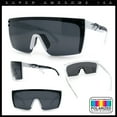 thumbnail image 2 of Polarized 80s Mens Flat Top Bold Shield Lens Rimless Skeleton Arm Sunglasses White, 2 of 8
