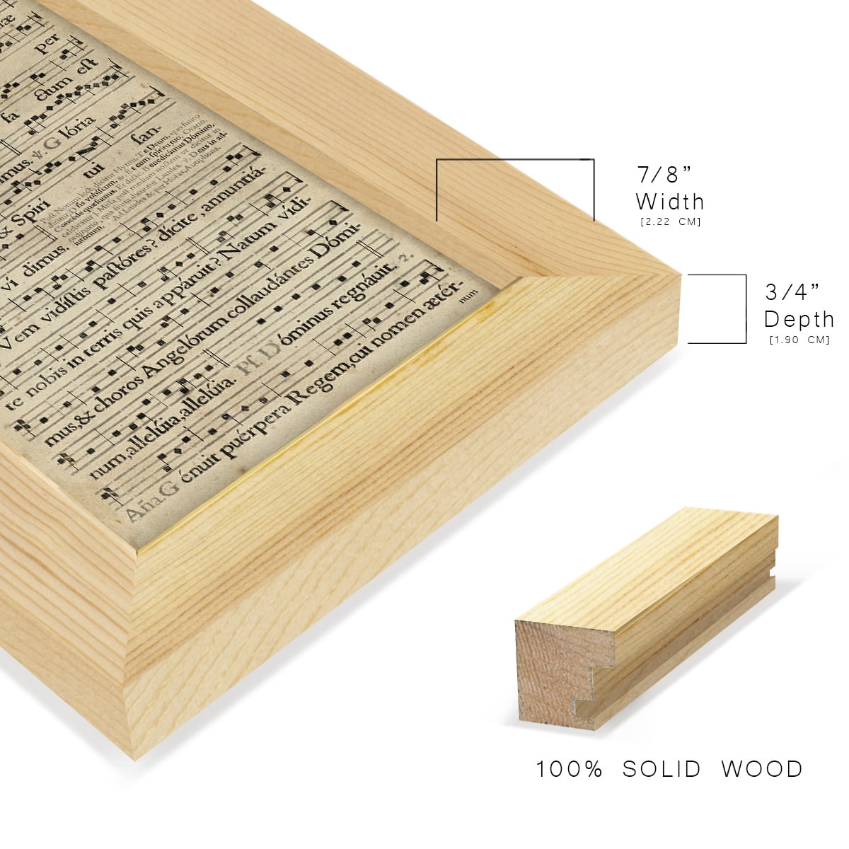 Vellum Songbook III -Framed Print w/glass-Natural Wood