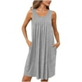 thumbnail image 3 of KIHOUT Womens Sleeveless Dresses Plus Size Deals Women Nightgown With Pockets Sleep Shirts Sleeveless Sleepwear Pleated Front Nightshirt Round Neck Nightdress, 3 of 6
