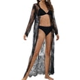 thumbnail image 2 of Txlixc Mujeres Open Front Cover-ups Ropa de playa Manga larga Bordado Encaje Txlixc Sexy, 2 of 8