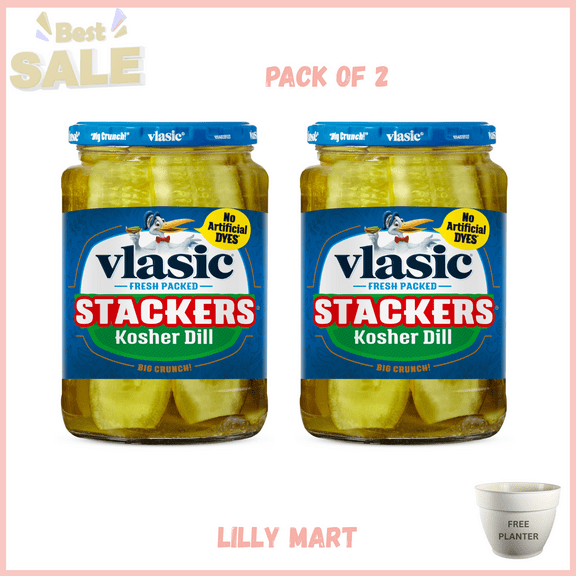 Vlasic Stackers Kosher Dill Pickles, Keto Friendly, 24 fl. oz. pack of 2