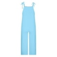 thumbnail image 5 of QATAINLAV Womens Casual Sleeveless Jumpsuits Loose Linen Adjustable Strap Romper Wide Leg Solid Color Long Pants Overalls 2024 Summer Playsuits, Blue, XL, 5 of 6