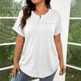 thumbnail image 5 of Uootdi Women's Henley Tops Short Sleeve Button Placket Blouses Casual Daily Style Soft Breathable Relaxed Fit Tees Gift, 5 of 7