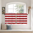 thumbnail image 3 of Red Stripes Tier Curtains, Simple Red White Texture Light Filtering Kitchen Curtains, 2Pcs Rod Pocket Half Window Treatments Panels for Sink Cafe Cabinet Camper 27.5x24 Inches, 3 of 9