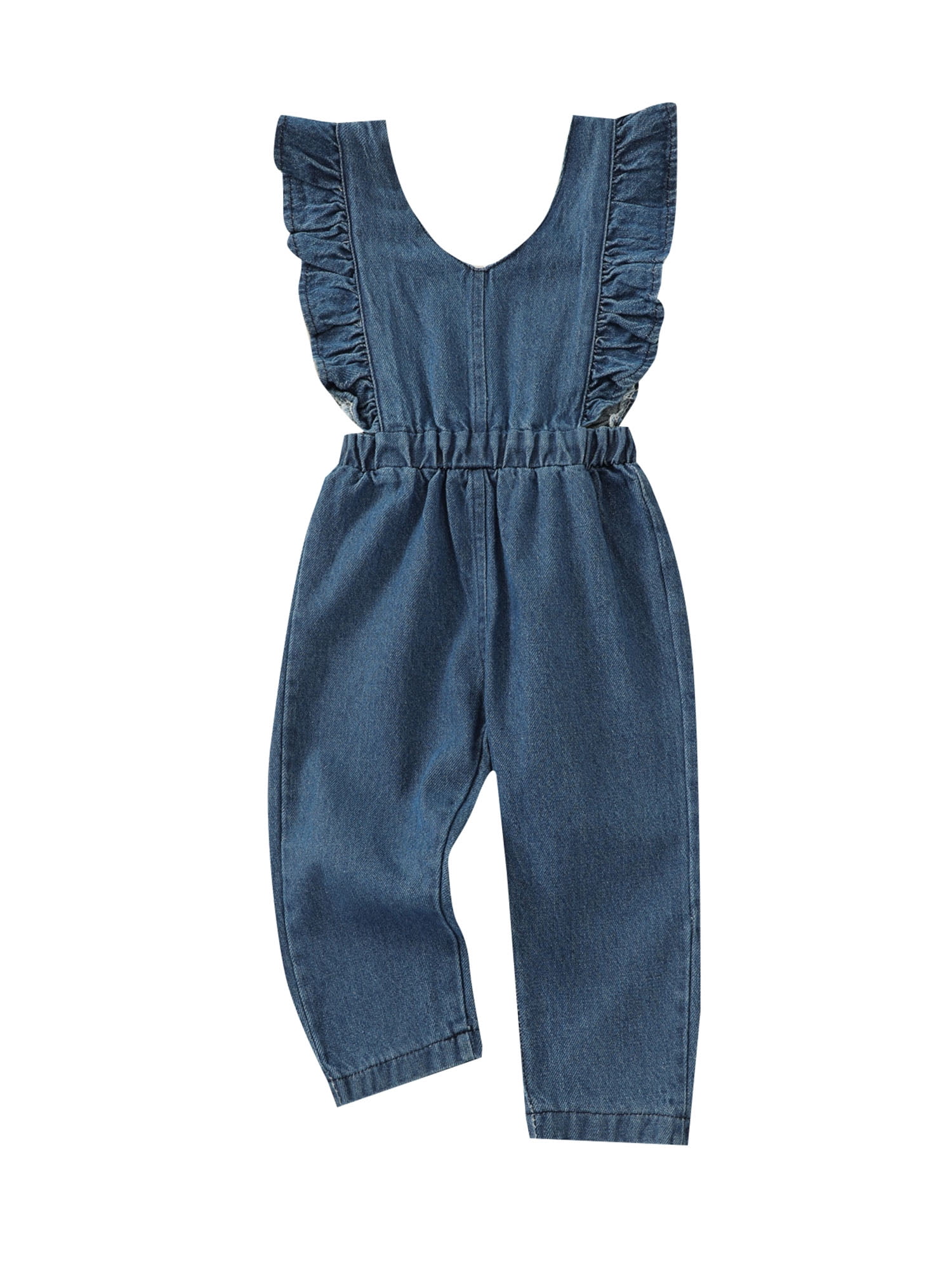 Toddler Baby Girls Denim Sleeveless Dress Kids Summer Casual Ruffle Jeans Dress