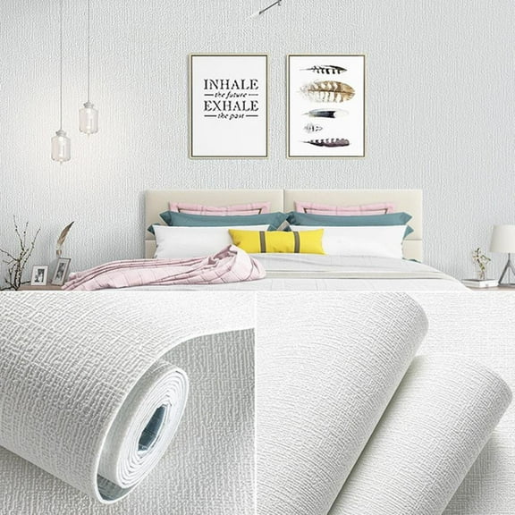 1 Roll 3D Wall Panel Linen Texture Self Adhesive Peel and Stick Waterproof Wallpaper Wall Sticker,Suitable for Living Room and Bedroom Wall Decoration 19.7x110.2Inch