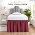 thumbnail image 2 of SGI bedding Dorm Bed Skirt Full XL 42 Inch Drop Length - Burgundy, Ruffled Pattern College Dorm Room Bed Skirts - Split Corner, Easy Care, Wrinkle Free 1800 Series Microfiber Bed Skirt, 2 of 9