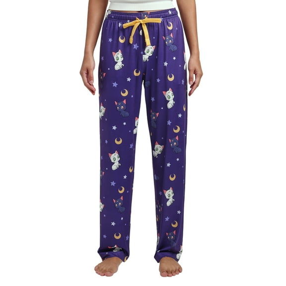 Sailor Moon Artemis & Luna All-Over Print Women's Purple Quick Turn Sleep Pajama Pants-Small