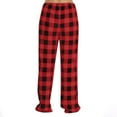 thumbnail image 5 of Cyglowse 2026 New Women's Cozy High Waisted Pajama Pants Plaid Fluffy Wide Leg Fleece Pants Bow Tie Lounge Sleep Pants Winter Pj Bottoms Vermilion S, 5 of 5