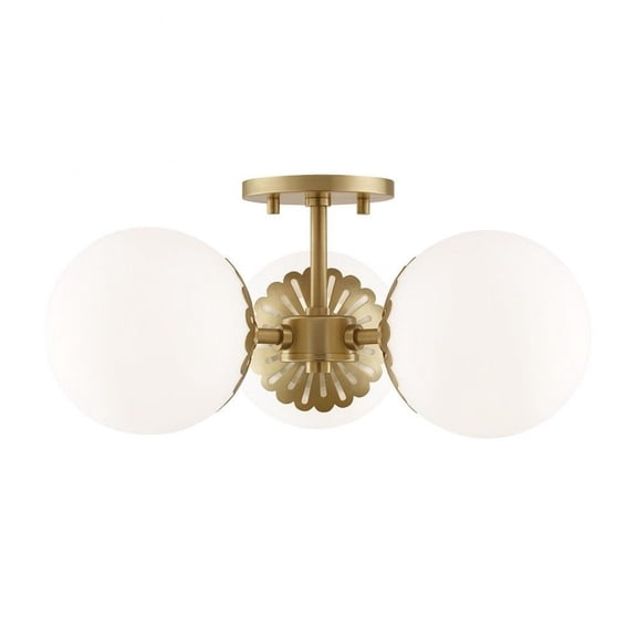 -Three Light Semi-Flush Mount in Style-17.5 inches Wide By 7.75 inches High-Aged Brass Finish Bailey Street Home 735-Bel-2941780