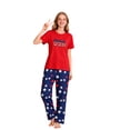 thumbnail image 2 of HTHLVMD Family Matching Sleepwear, Usa Patriotic Pajamas, Usa Flag Letter Dark Blue Star Short Sleeve Family Matching Pajamas Set, Crew Neck 2pcs Patriotic Home Loungewear, XL, 2 of 8