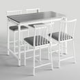 thumbnail image 5 of UHOMEPRO Bar Table Set for 4, Modern Counter Height Dining Set, Rectangle Dining Room Table with 4 PU Leather Chairs, Compact Kitchen Table Set for Home Breakfast Nook, Gray, 5 of 8