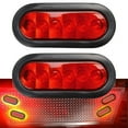 thumbnail image 2 of 2Pcs 6 LED Trailer Truck Stop/Turn/Tail Brake Lights 6" Oval Sealed Mount Red, 2 of 7