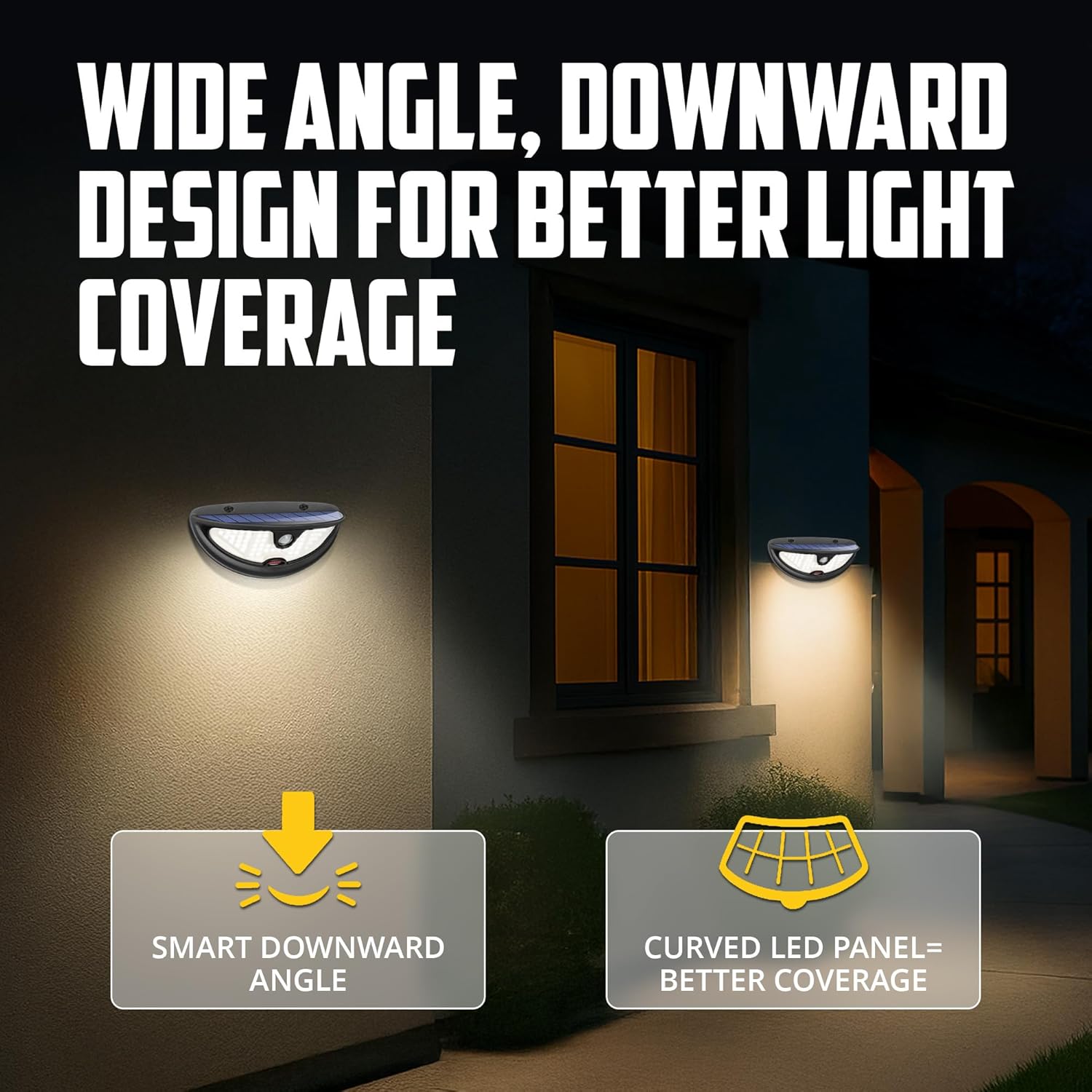 Bell + Howell Wall Light Max - 2 Pk Solar Flood Lights Outdoor with Built-In Decoy Camera, 220 Lumens Motion Sensor Lights, IP65 Waterproof, Automatic Intelligence, Wireless Security Flood Lights