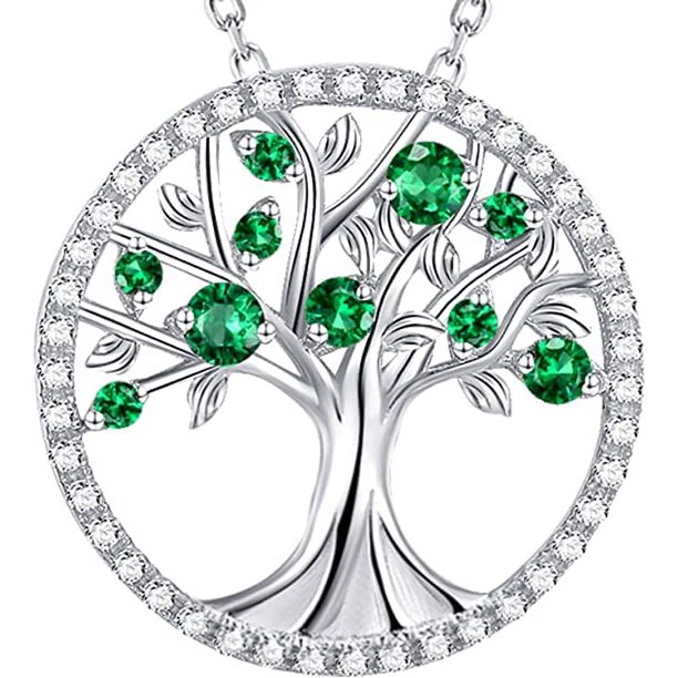 RV Joyas para el día de la madre, collar de árbol de la vida para mujer, colgante de piedra natal de plata de ley 925, joyería, regalos de cumpleaños, esposa, mamá, ella brillar Electrónica