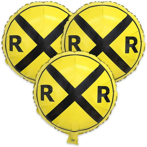 Havercamp Railroad Party Balloons (3 Pcs.)! 3 Round Mylars are great for Train Themed Events, Kid's Birthday Party, Train Collectors, Retirement Party, Father's Day, Graduations.