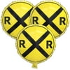 Havercamp Railroad Party Balloons (3 Pcs.)! 3 Round Mylars are great for Train Themed Events, Kid's Birthday Party, Train Collectors, Retirement Party, Father's Day, Graduations.
