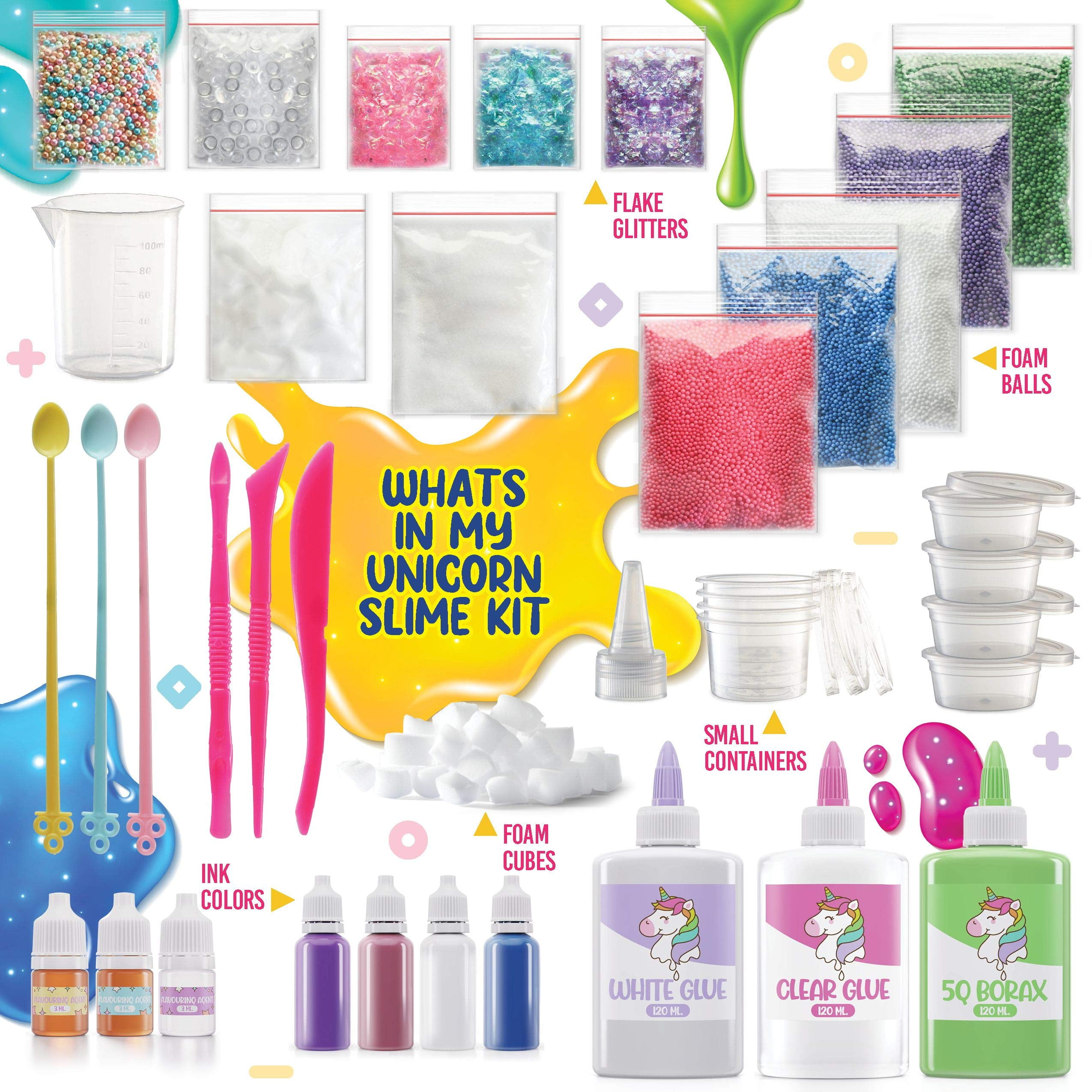EMBRACE PLAY Slime Kit for Girls and Boys - The Ultimate 56 Piece Slime Kit  Slime Supplies Includes Non-Borax Slime Glue, Slime Scents, Slime Add Ins,  and Other Slime Ingredients