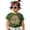 Military Green Shirt, variant on Young Wild Three Retro Rainbow Adorable 3rd Birthday Shirt for Infant Baby Toddler Girl Third Birthday Outfit Black Shirt 3T