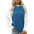 thumbnail image 2 of Womens Tops Long Sleeve Clearance Tops Blouses Winter Casual Long Sleeve Color Block Crew Neck Tops, 2 of 3