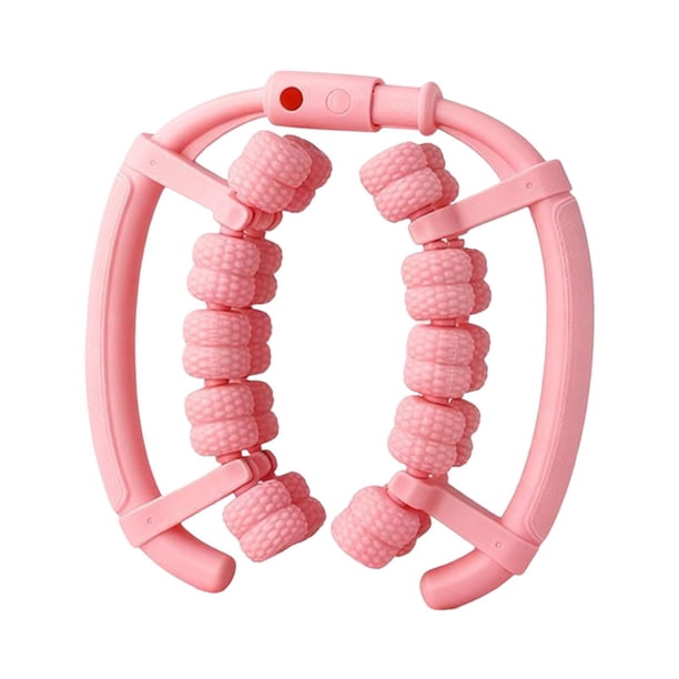Rodillo masajeador de piernas de mano con 40 ruedas circulares, masajeador anticelulítico para piernas. Rosa