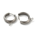 thumbnail image 2 of Tarnish Resistant 201 Stainless Steel Huggie Hoop Earring Findings with Horizontal Loop and 316 Surgical Stainless Steel Pin Stainless Steel Color 13x4mm Hole: 2.5mm Pin: 1mm, 2 of 2