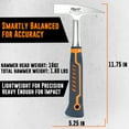 thumbnail image 5 of Mutt Tools 18oz Sheet Metal Hammer - Professional Tinners Hammer for Metal Shaping - Forged HVAC Hammer with Ergonomic Handle for Duct Work & Sheet Metal Projects, 5 of 6